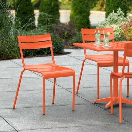 LANCASTER TABLE & SEATING Orange Powder Coated Aluminum Outdoor Side Chair 427CALUSDOR